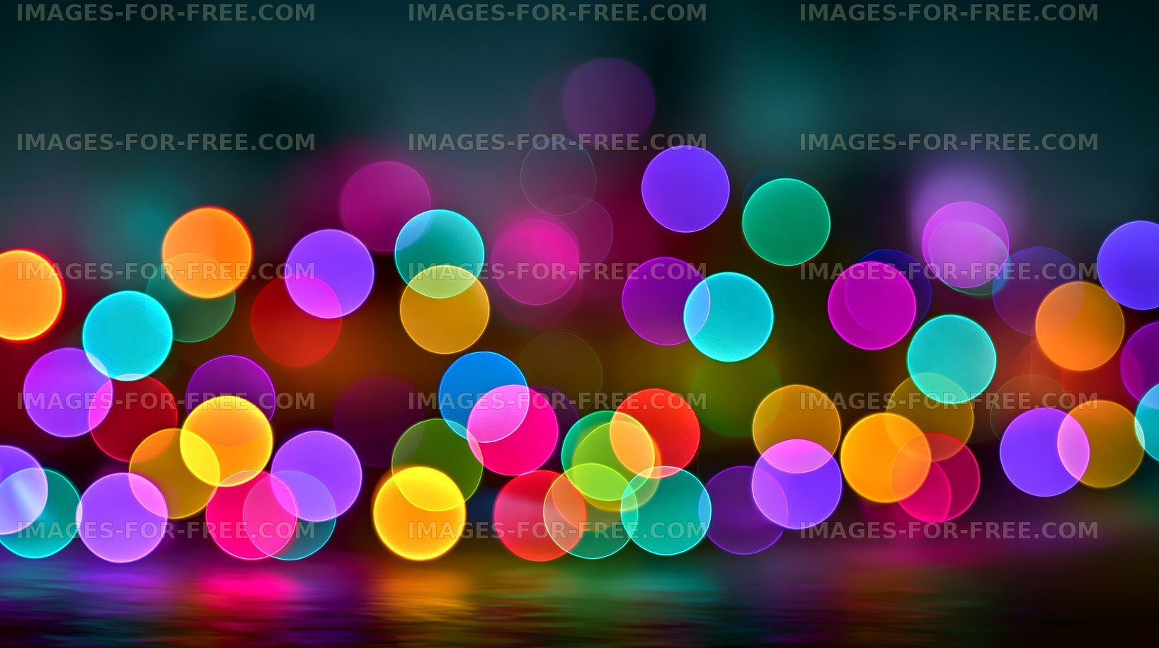 Bright colorful bokeh lights create an abstract background scene