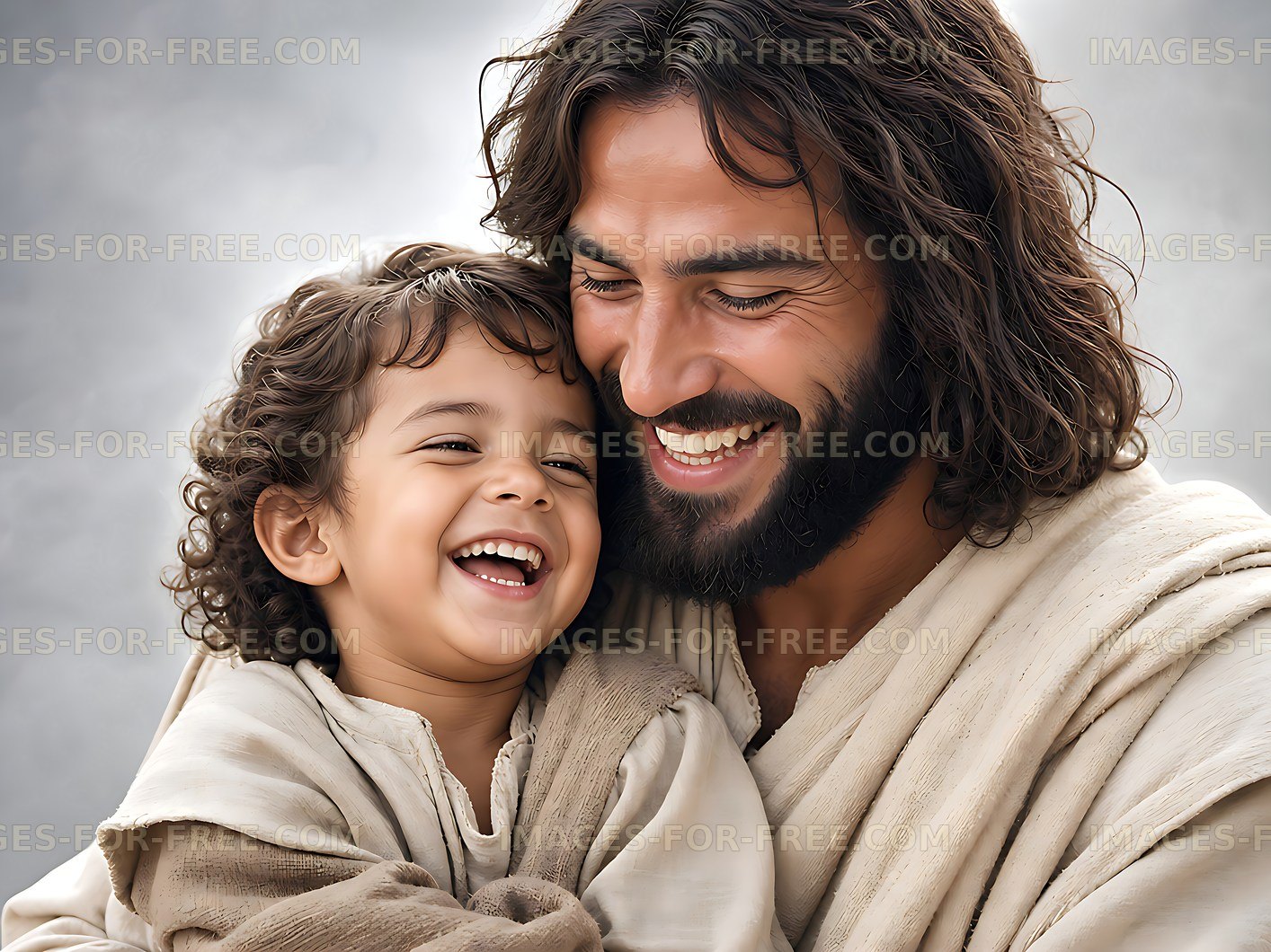 Man smiling with a child in a joyful moment