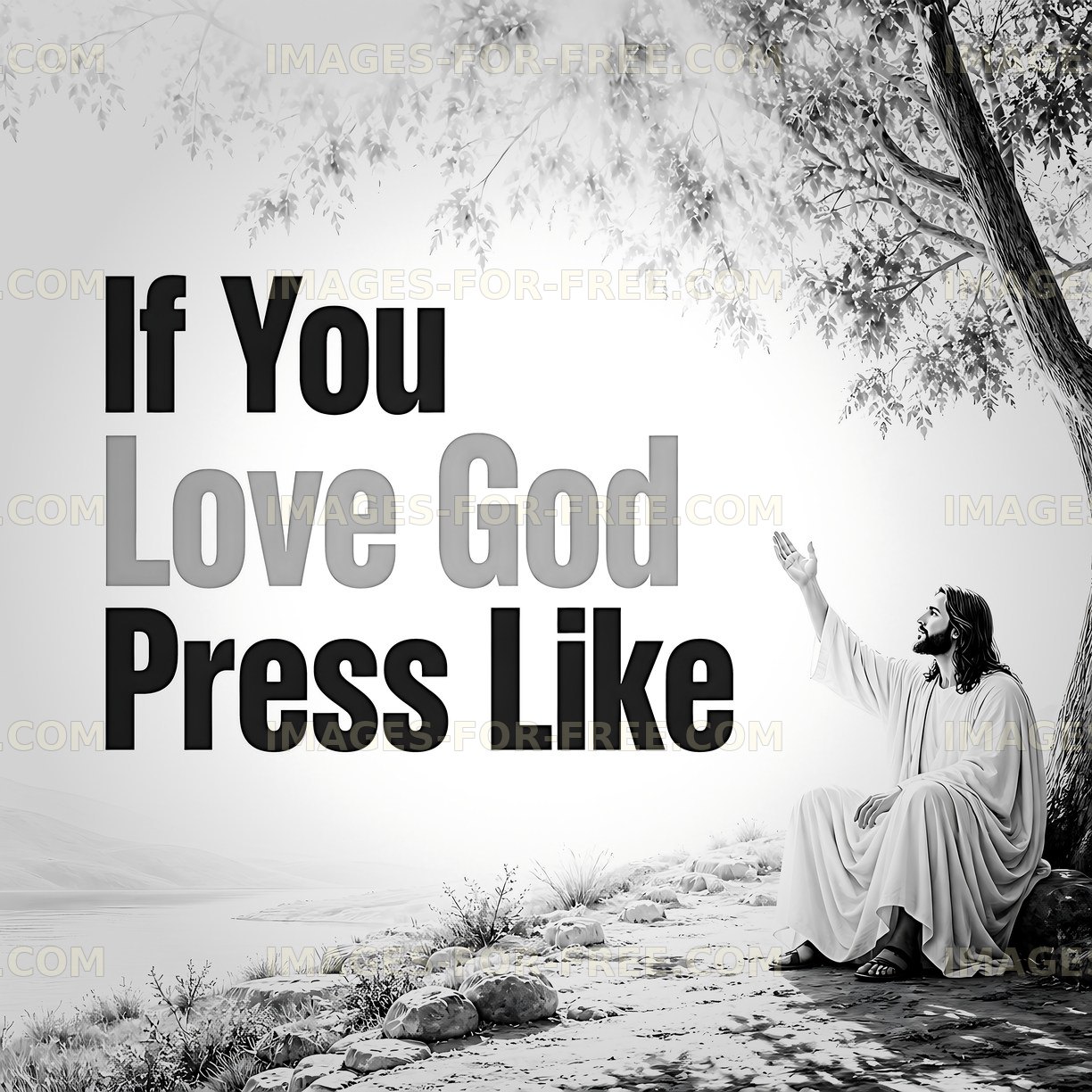 Message encouraging faith shown through a figure in nature