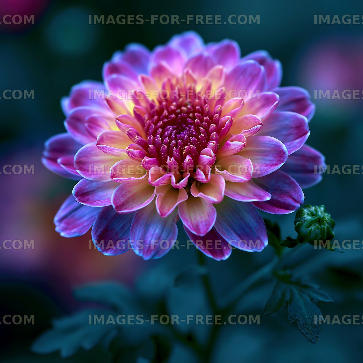 Purple and yellow flower blooming in a garden