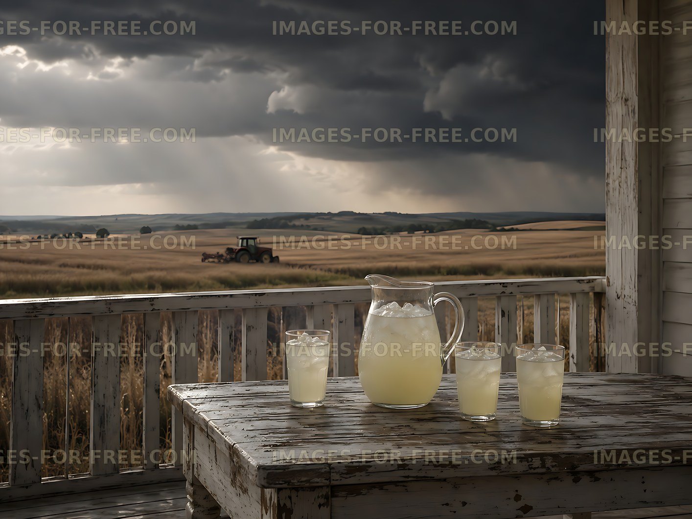 Lemonade on the porch during a stormy afternoon
