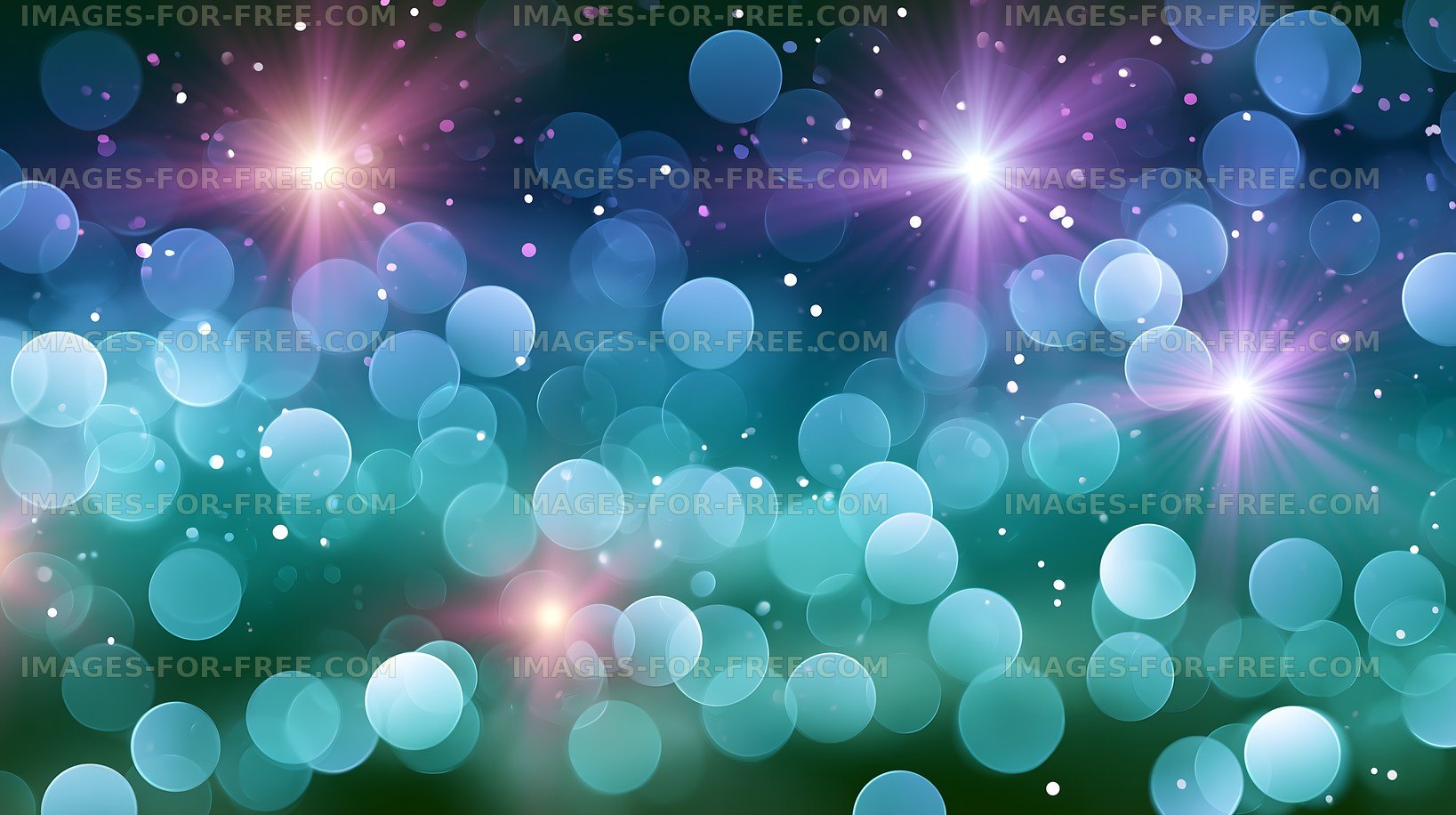 Colorful bokeh lights with sparkles in a dark background
