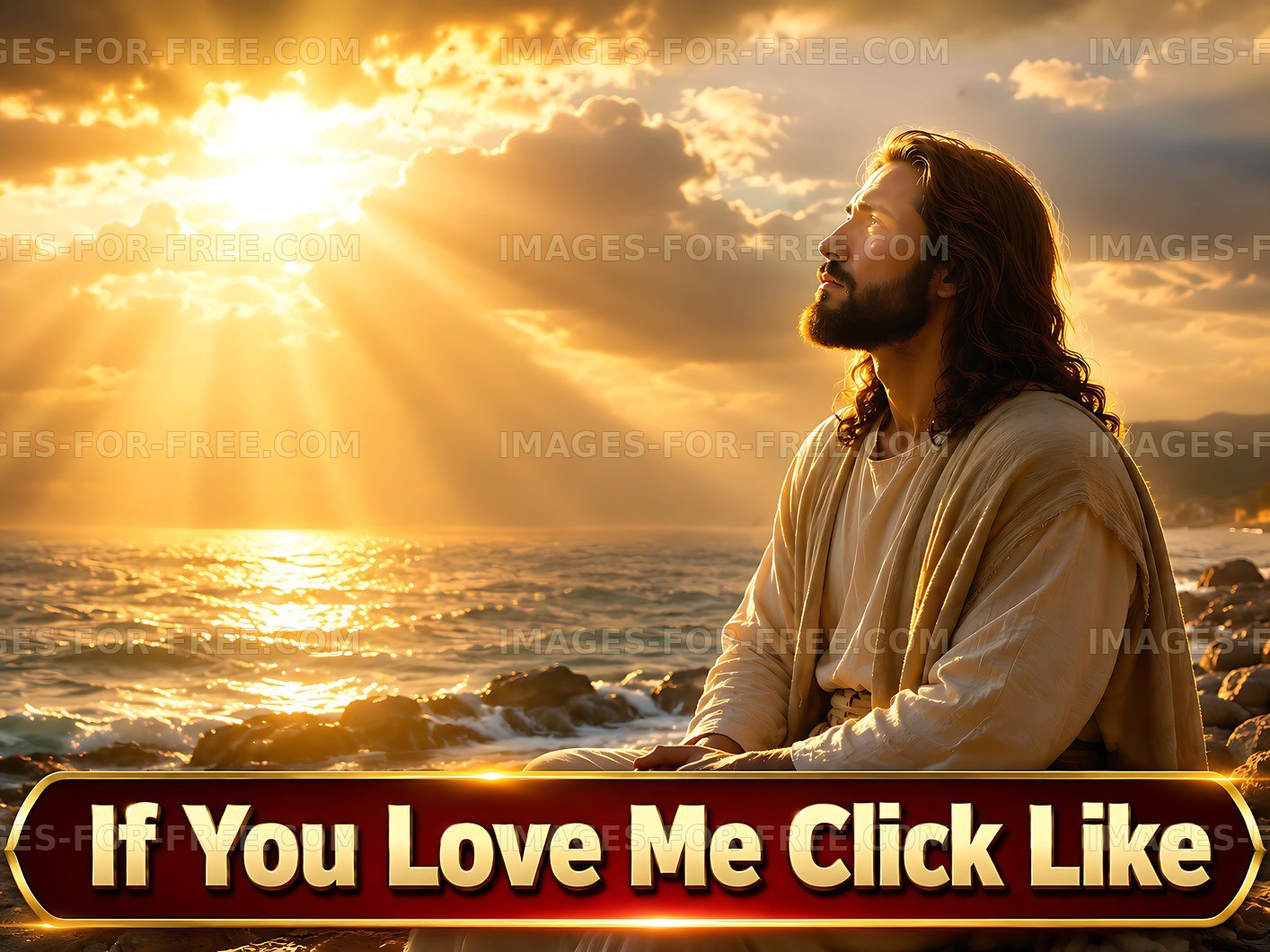 Sunset scene of a man reflecting by the water