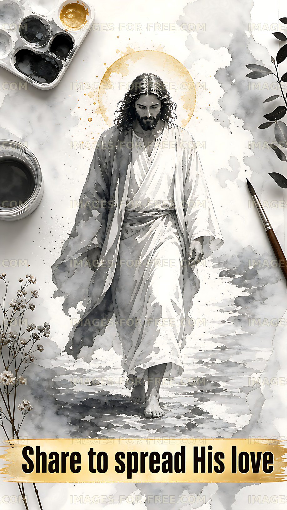 Walking on water in watercolor art