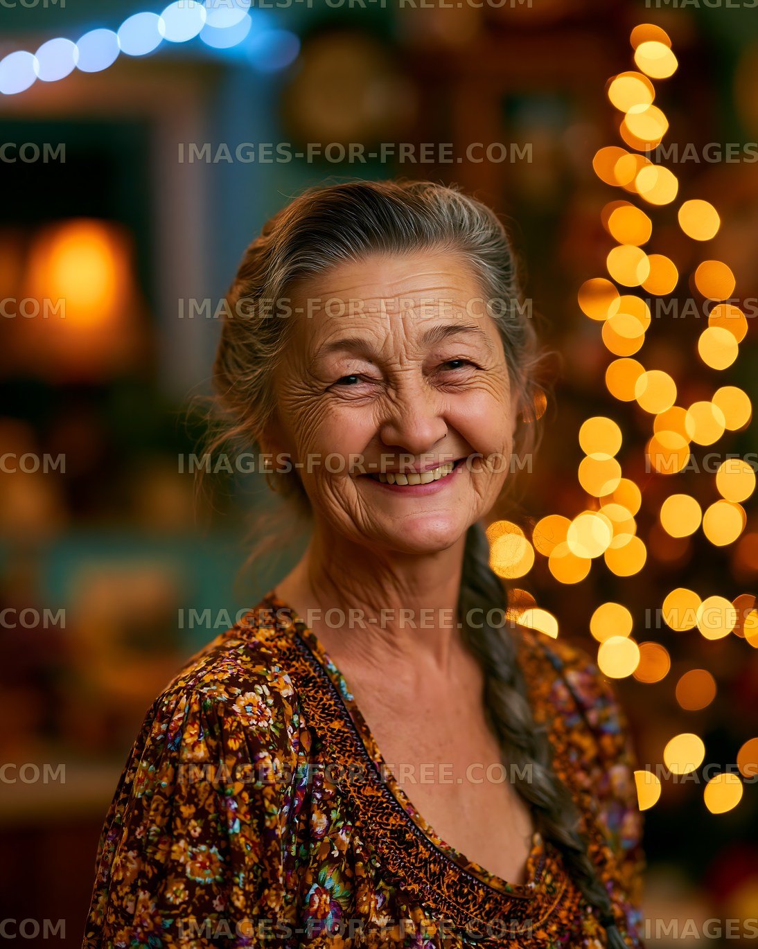 Smiling senior woman in cozy holiday setting
