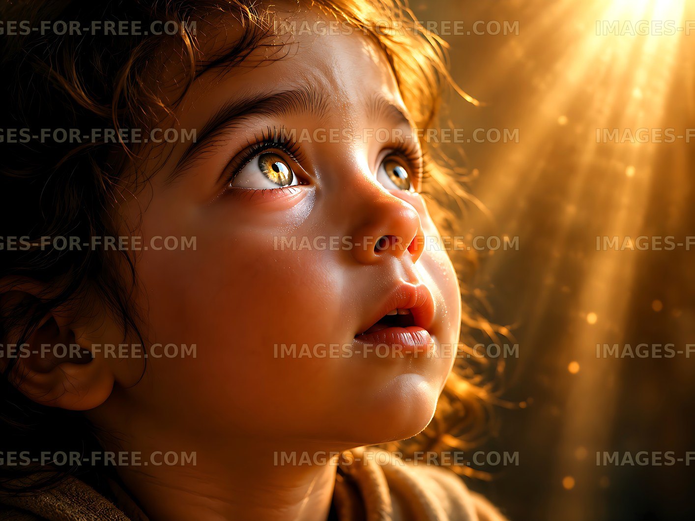 Child looking up towards light