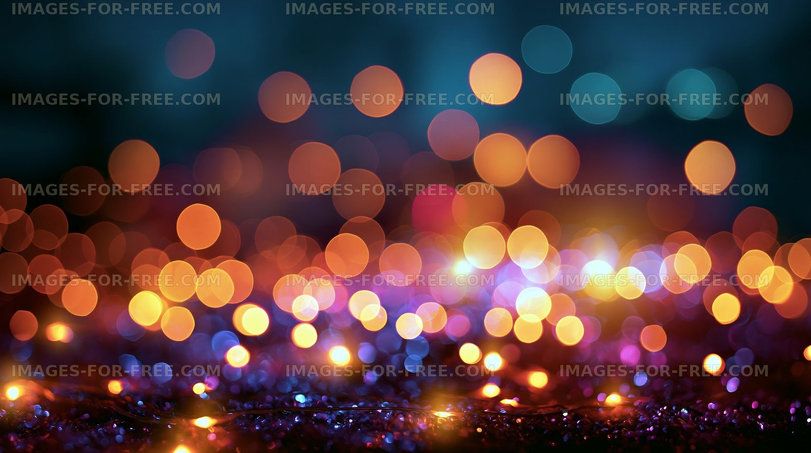 Colorful bokeh lights create a festive background