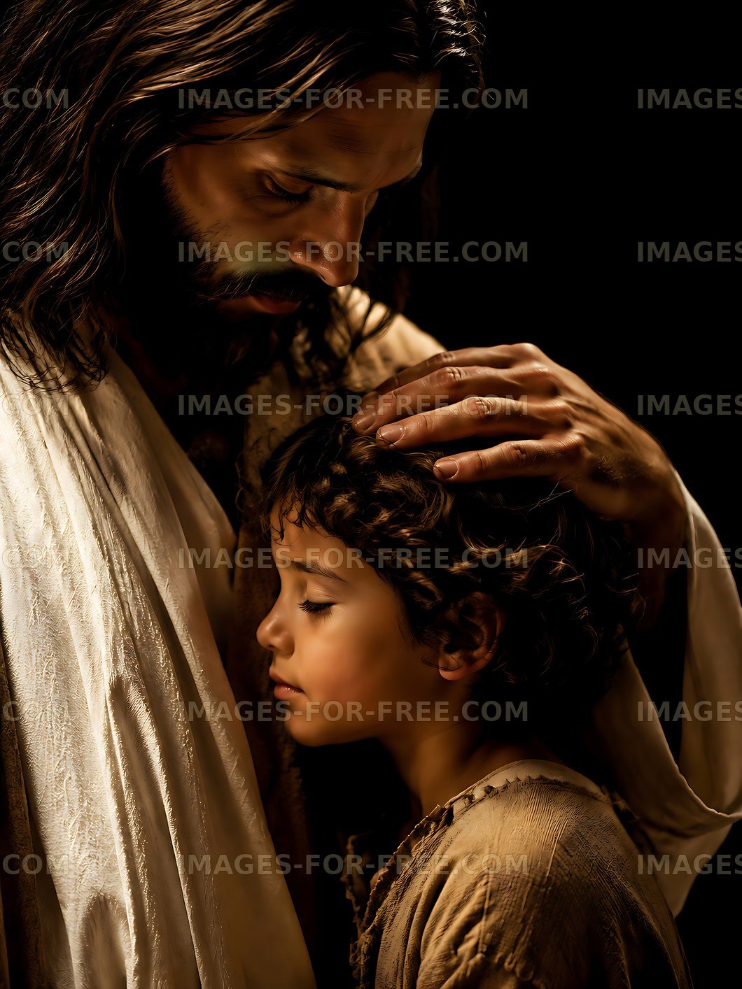 Emotional embrace between a man and a child