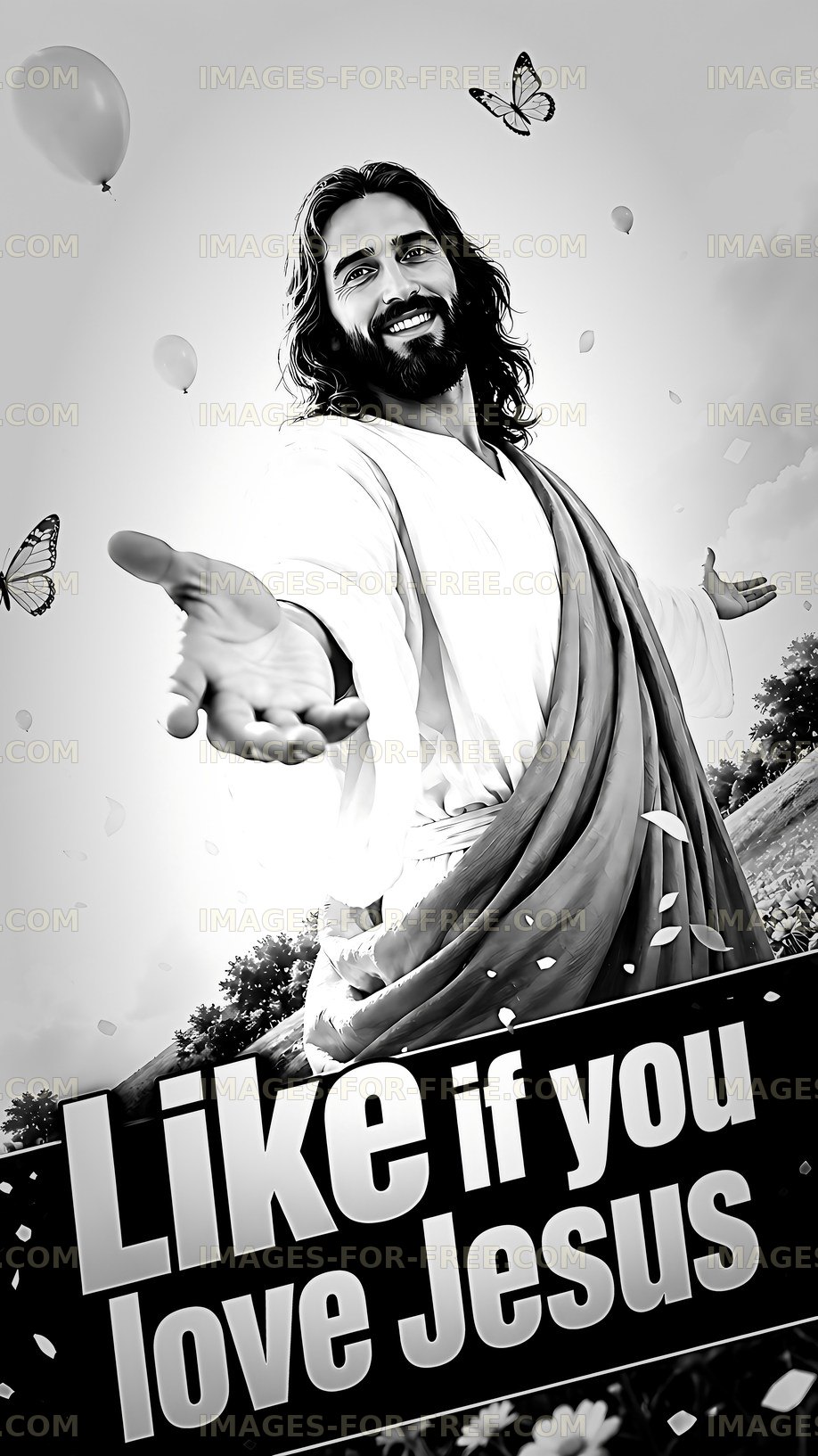 Man with outstretched arms promoting love for Jesus