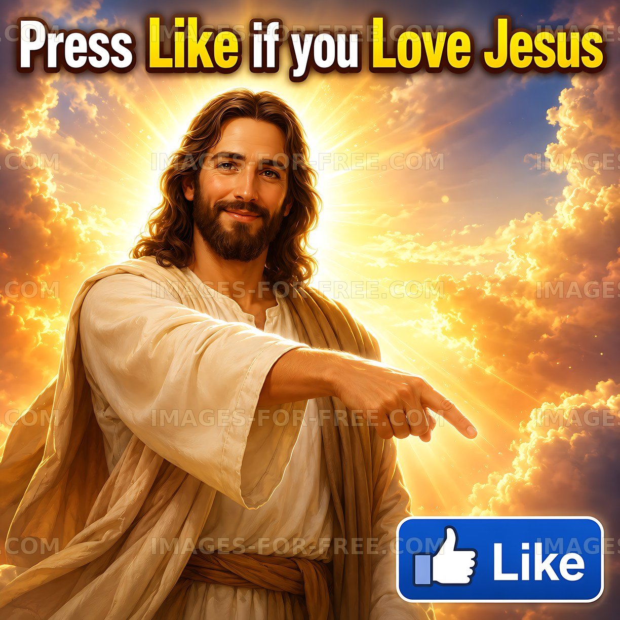 Jesus pointing towards the sky with a message of faith