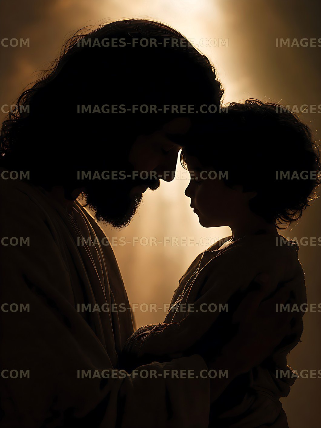 Father and child sharing a moment in silhouette