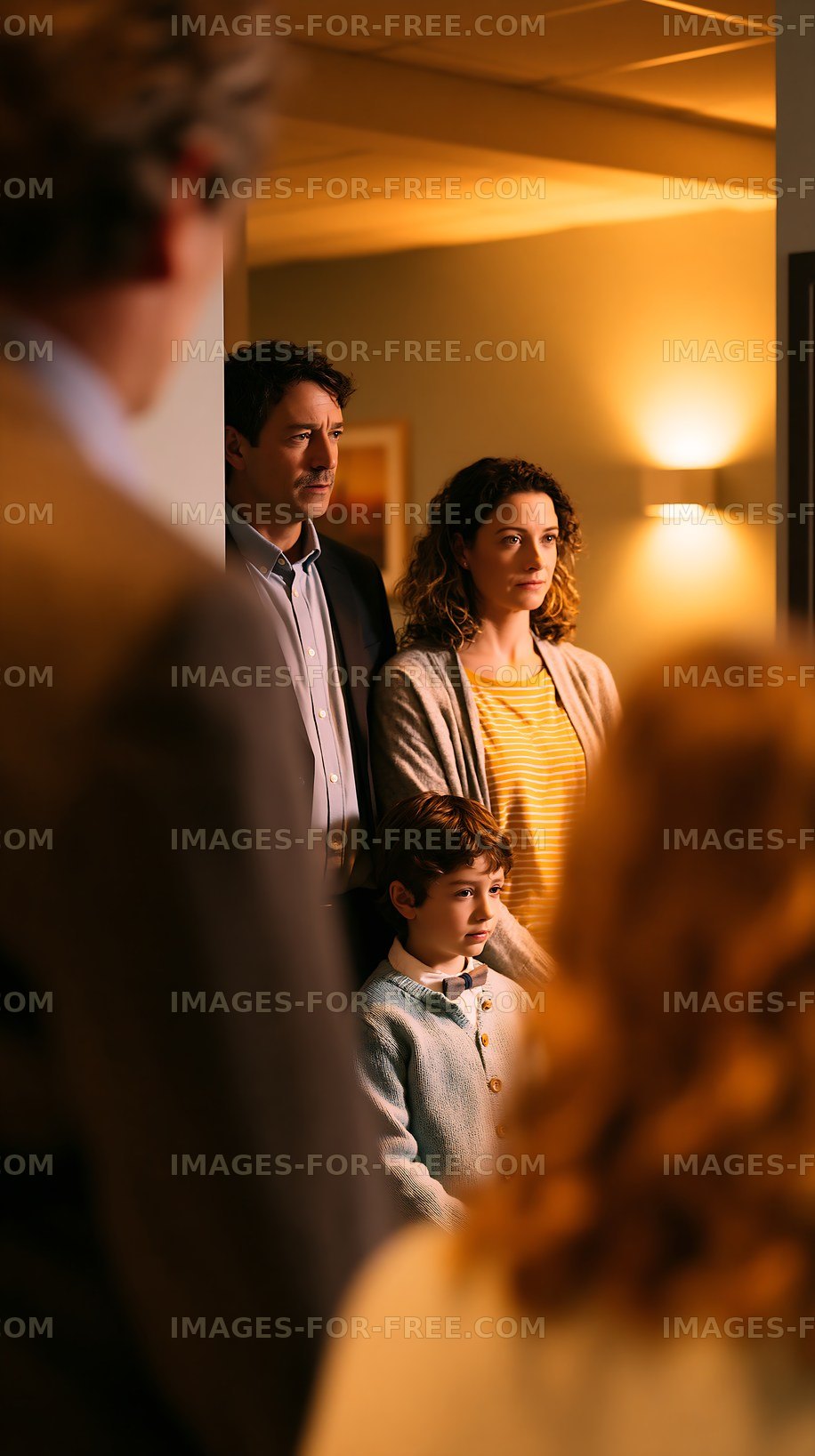 Family gathering in a warm indoor space