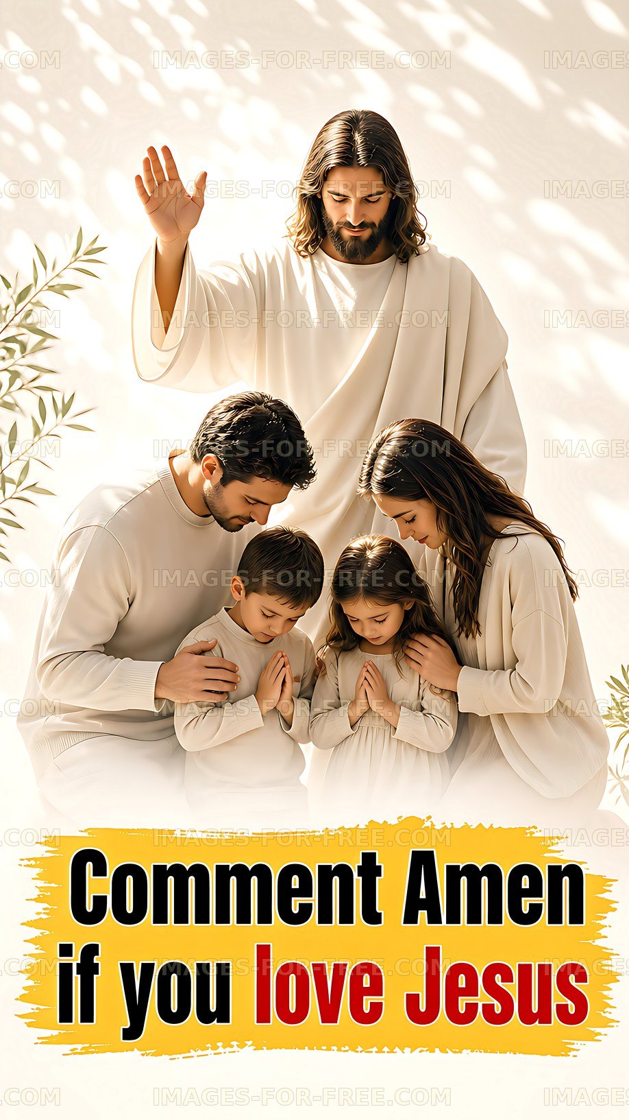 Family praying together in a spiritual moment for Jesus