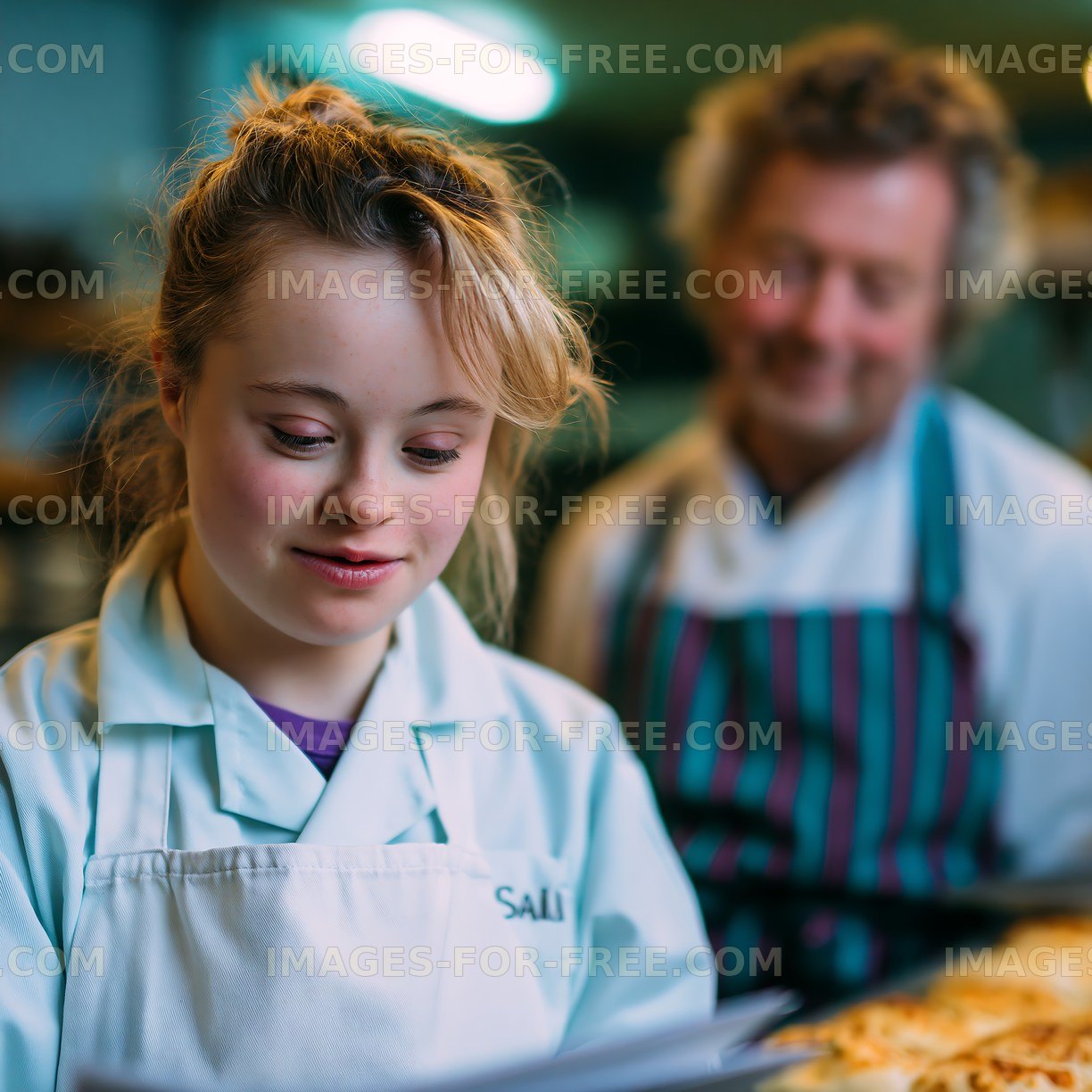 Young baker reading recipe in bakery