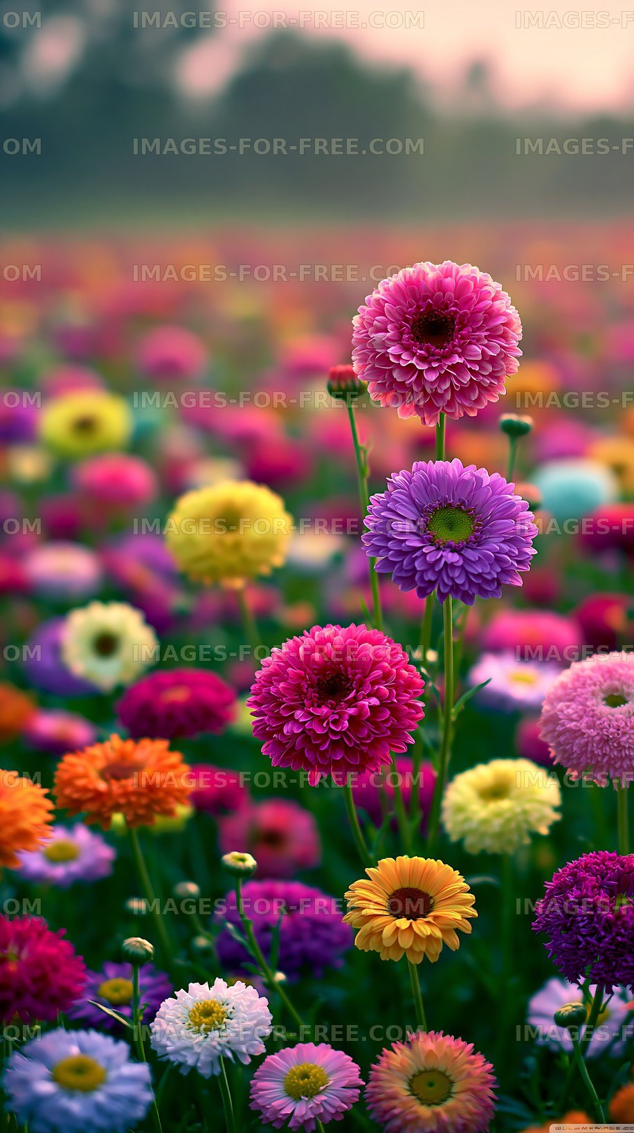 Colorful flowers blooming in a vibrant field