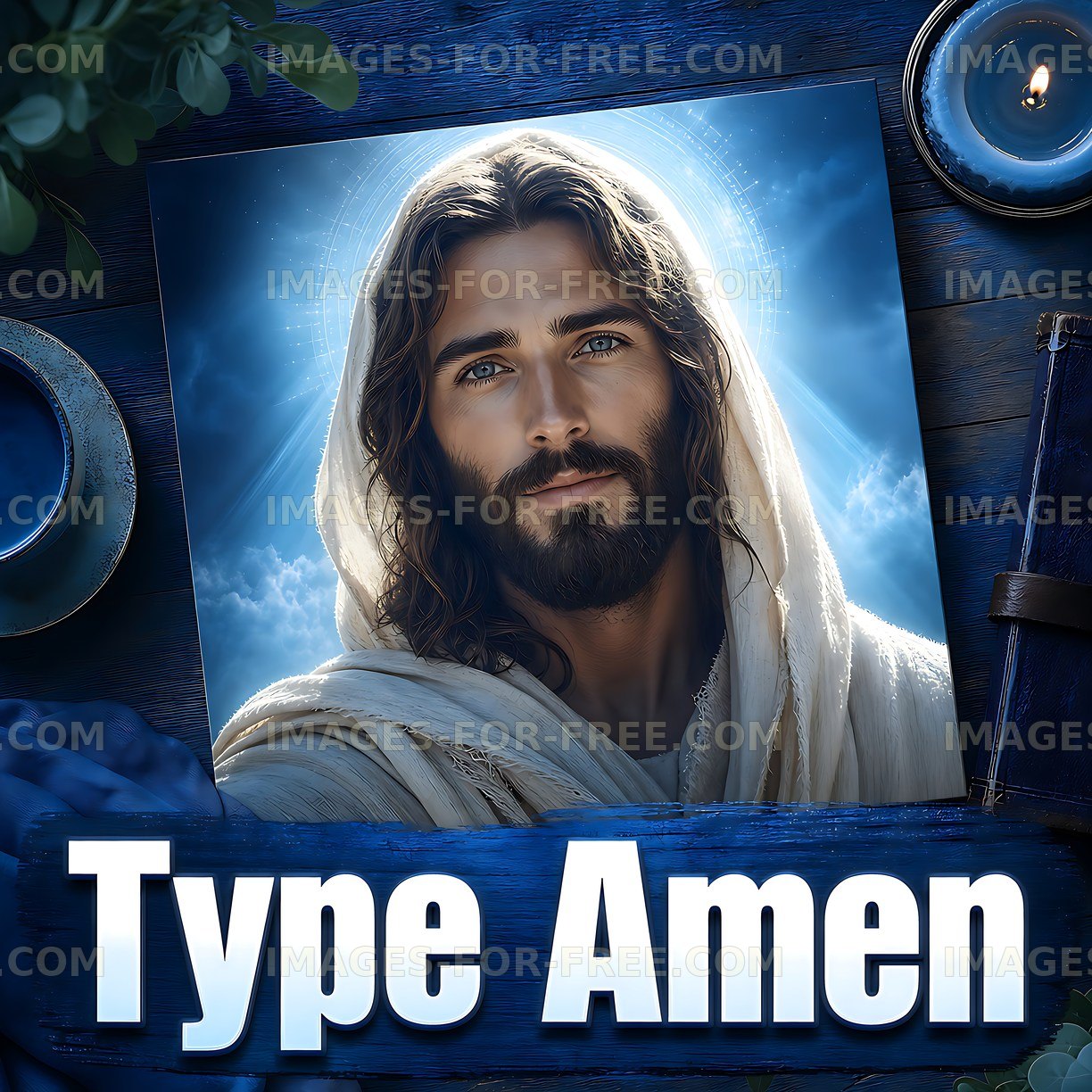 Faithful figure with soft light and text in a serene setting
