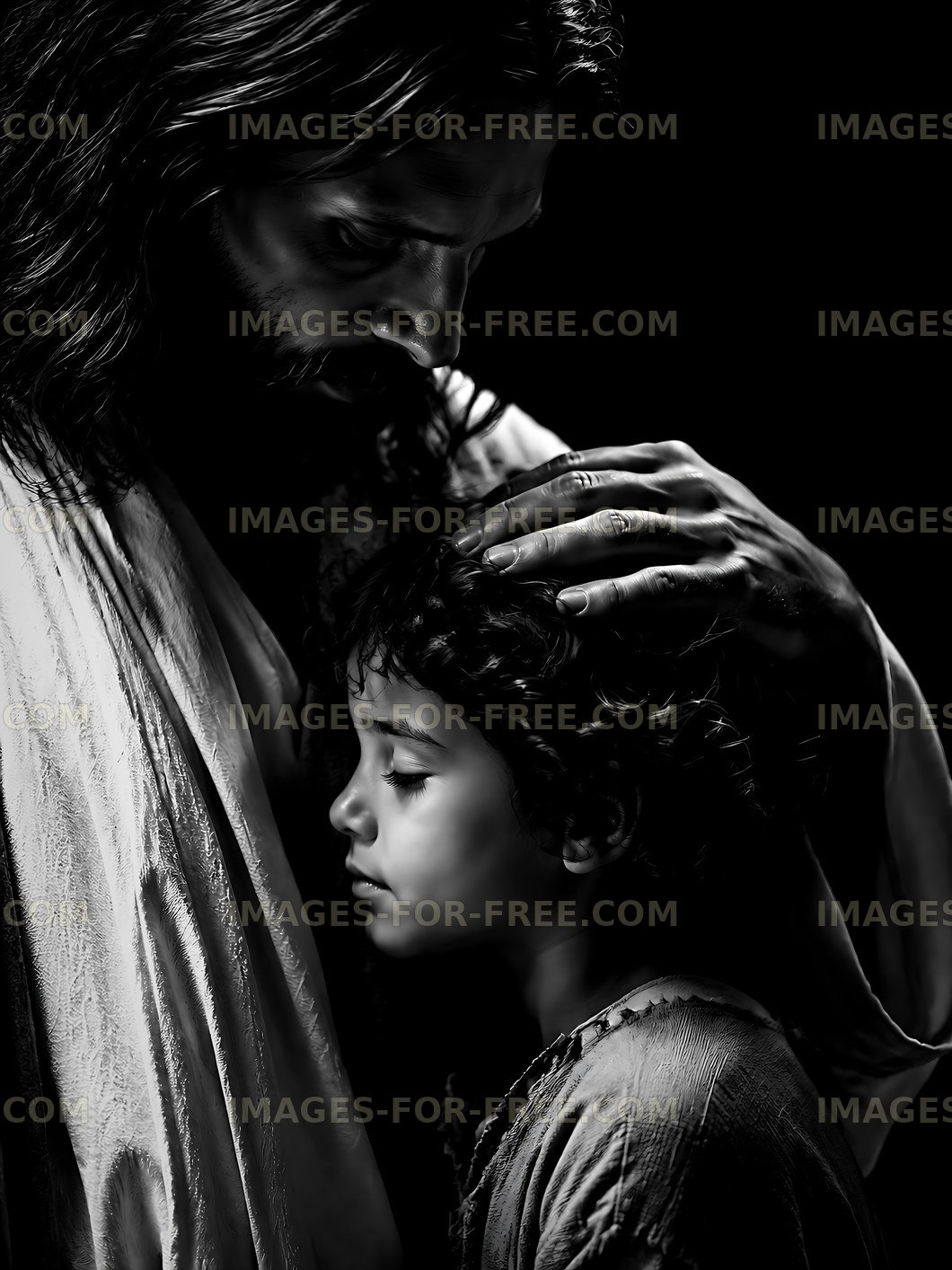 Father and child embrace in dark setting