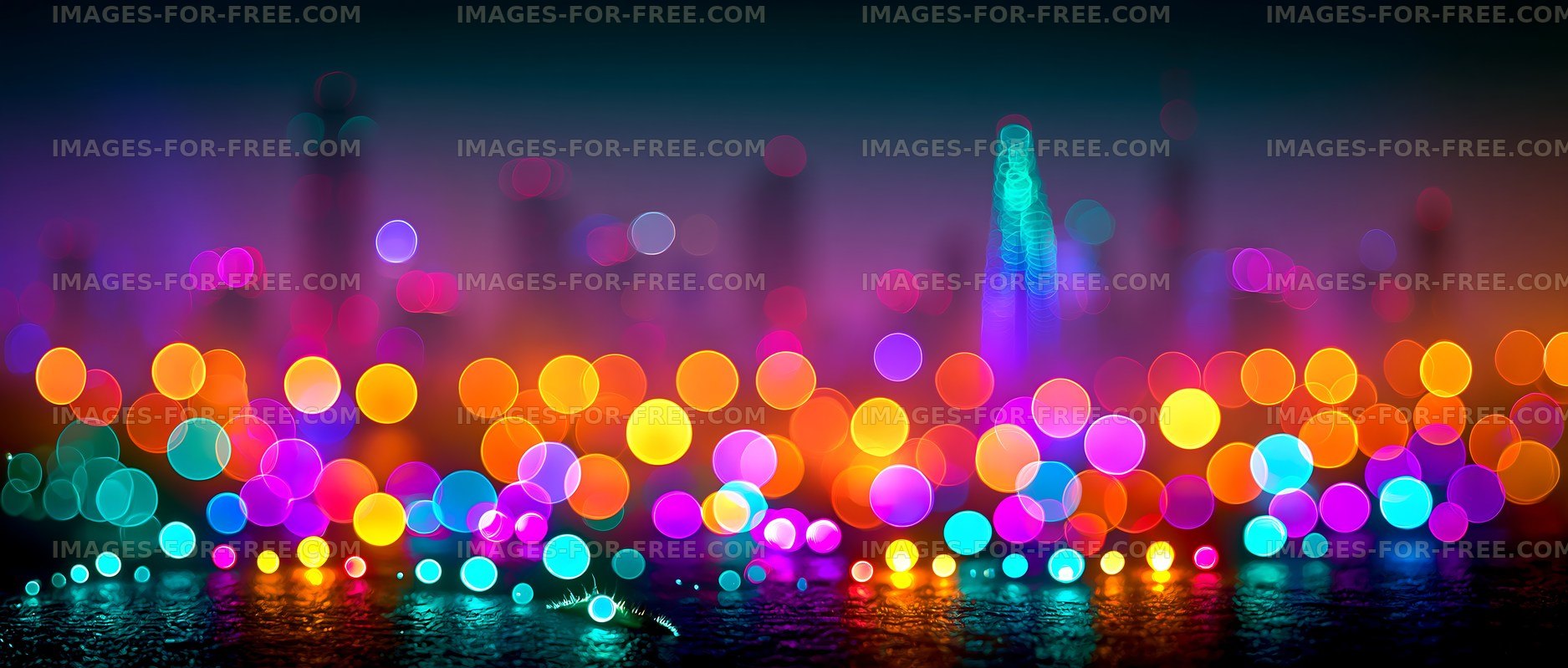 Colorful bokeh lights in a cityscape at night
