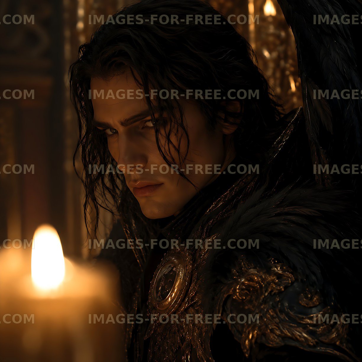 Dark figure with candlelight in mysterious setting