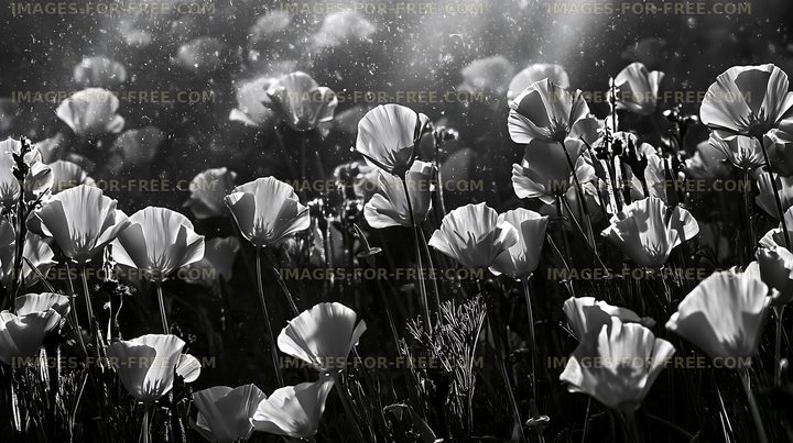 Black and white flowers under sunlight display natural beauty