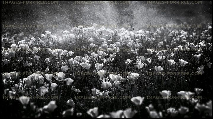 Field of white flowers under sunlight