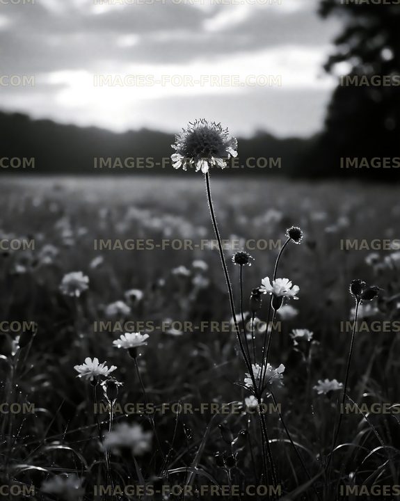 Flowers in a field during sunset