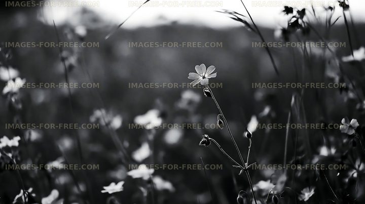 Black and white flowers in a field during daylight