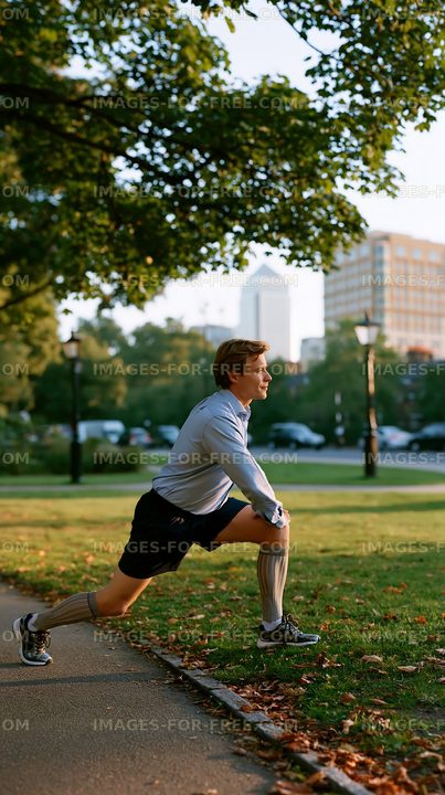 Man stretching in park during daytime