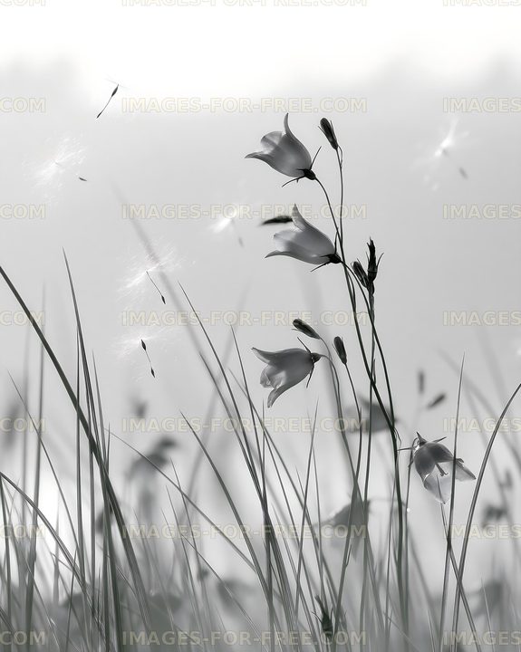 Flowers swaying in a field with gentle breeze