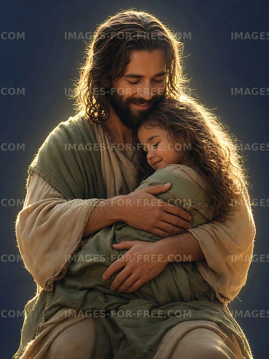 Father and child embrace in warmth and love