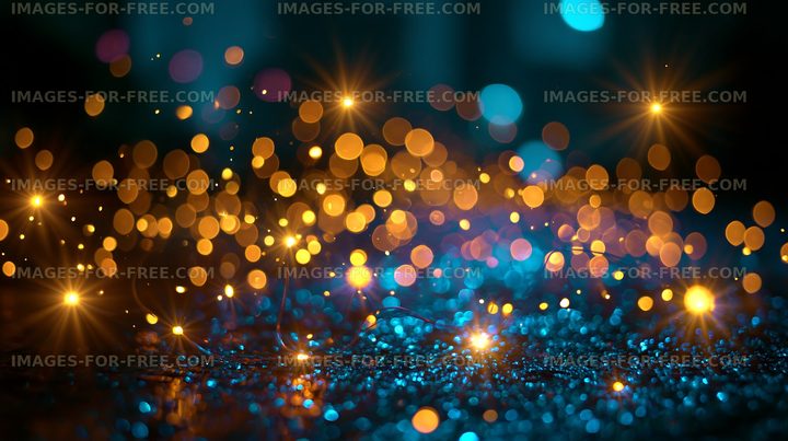 Colorful bokeh lights shining on a dark surface