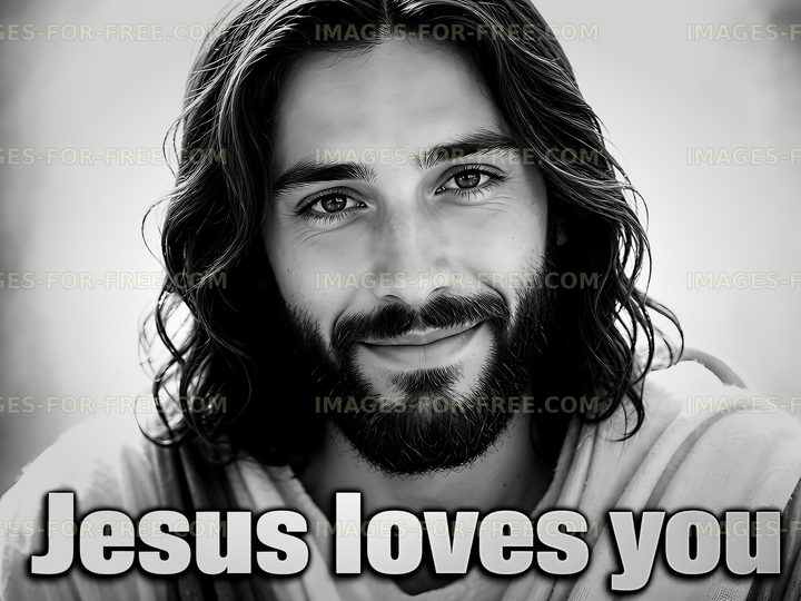 Jesus smiles with a warm expression