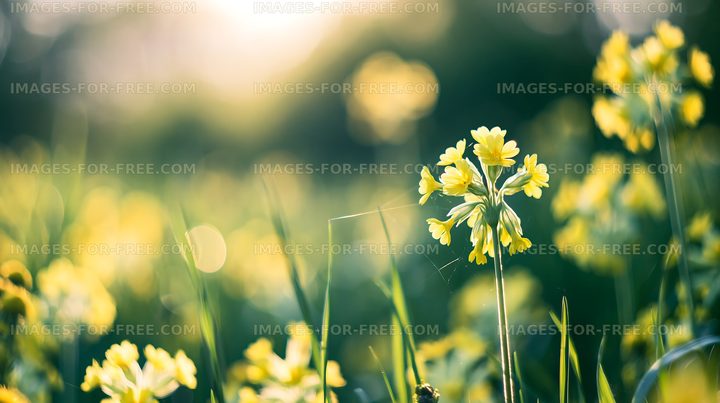 Field of yellow wildflowers under sunlight