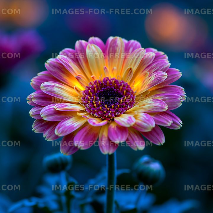 Colorful flower blooms in garden during twilight hours