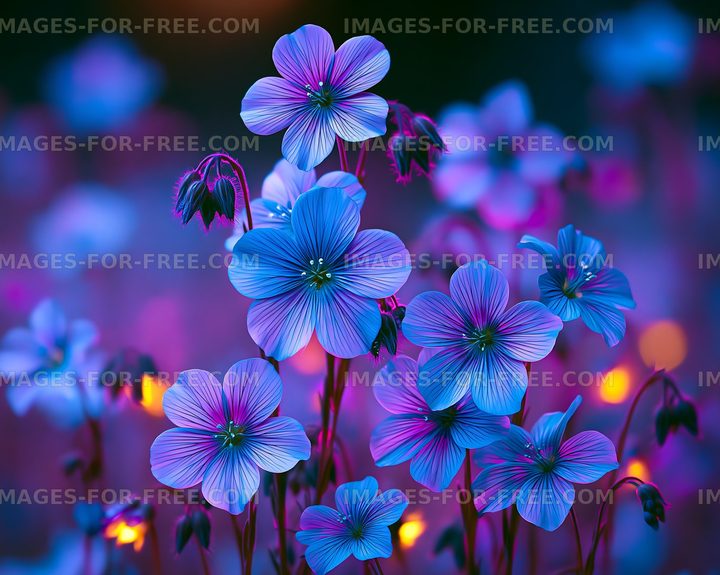 Vibrant blue flowers against a dark background