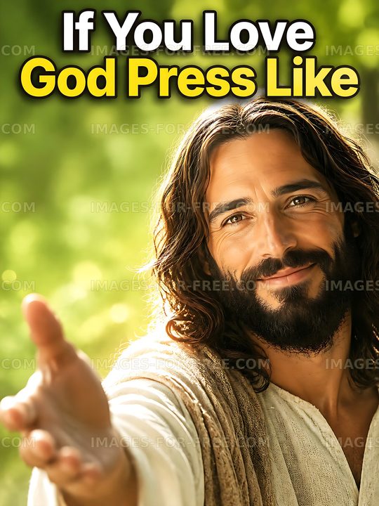 Man with long hair extends hand outdoors