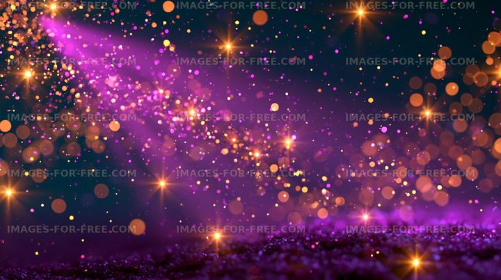 Bokeh lights create a vibrant effect in a purple background