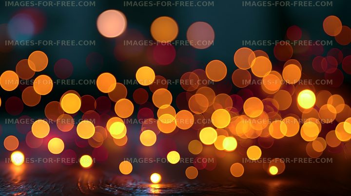 Colorful bokeh lights create a warm atmosphere at night