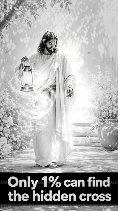 Light guide holding lantern and searching pathway for hidden cross