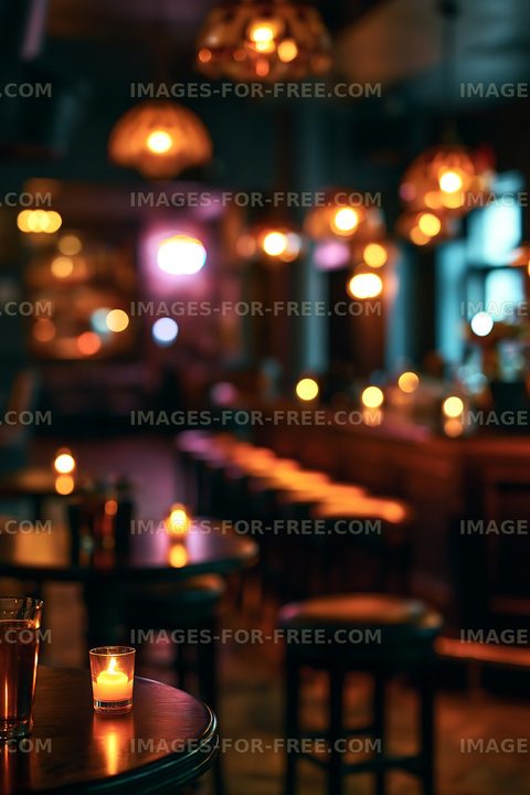 Warm lighting in a cozy bar setting during evening hours
