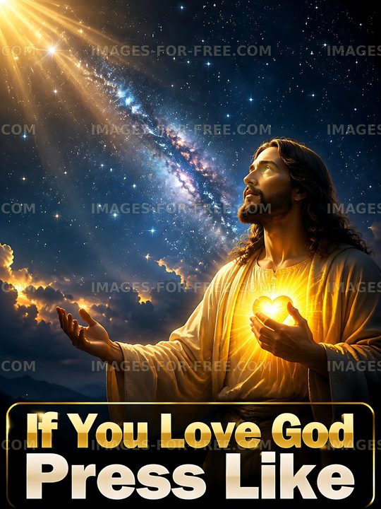 Divine presence with galaxy background and message of faith