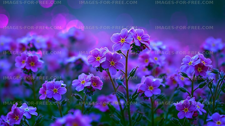Purple flowers in a vibrant garden during spring time