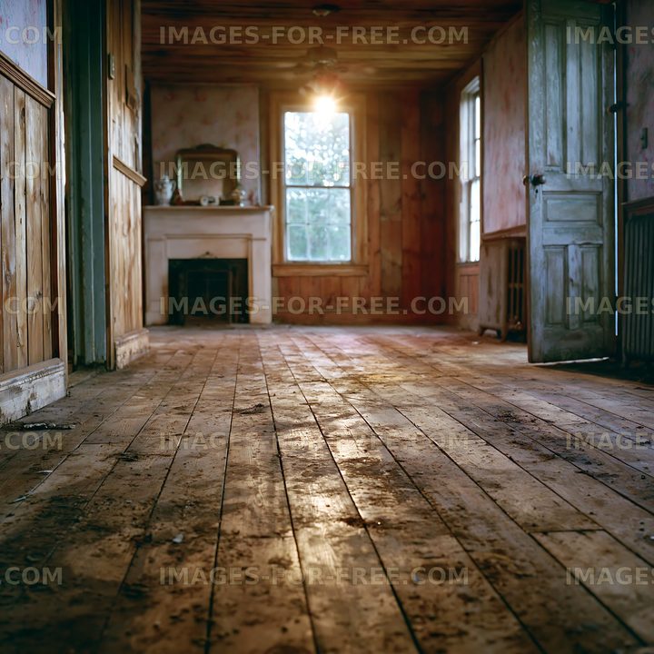 Sunlight entering through windows in an old abandoned house