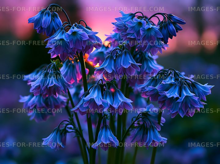 Flowers blooming at sunset in a garden