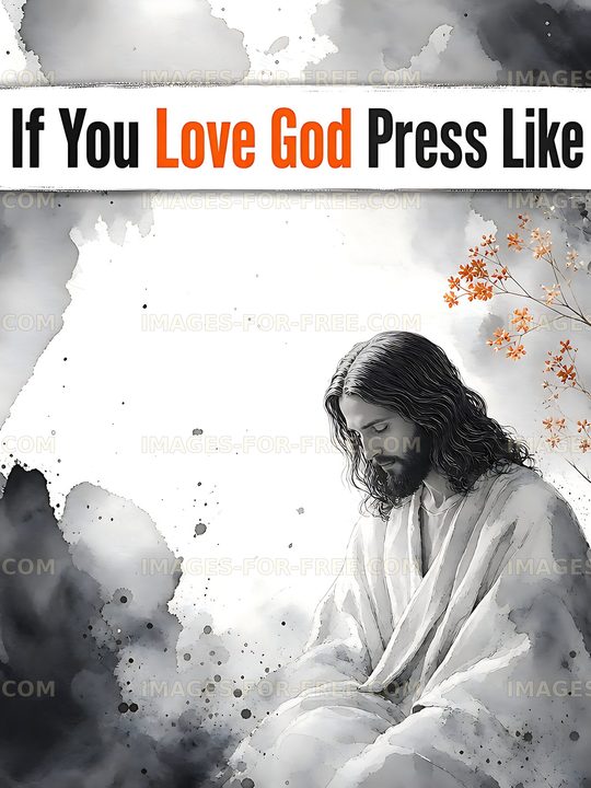 Artistic representation of a religious figure with a message