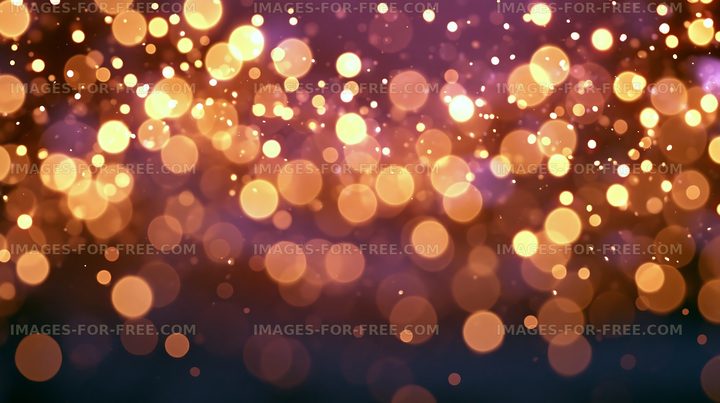 Bokeh lights shining in purple and gold colors