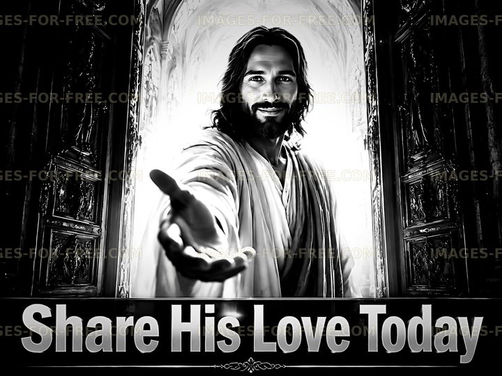 Message about sharing love with an image of Jesus