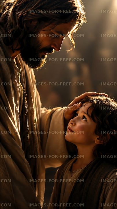 Moment of connection between a man and a child