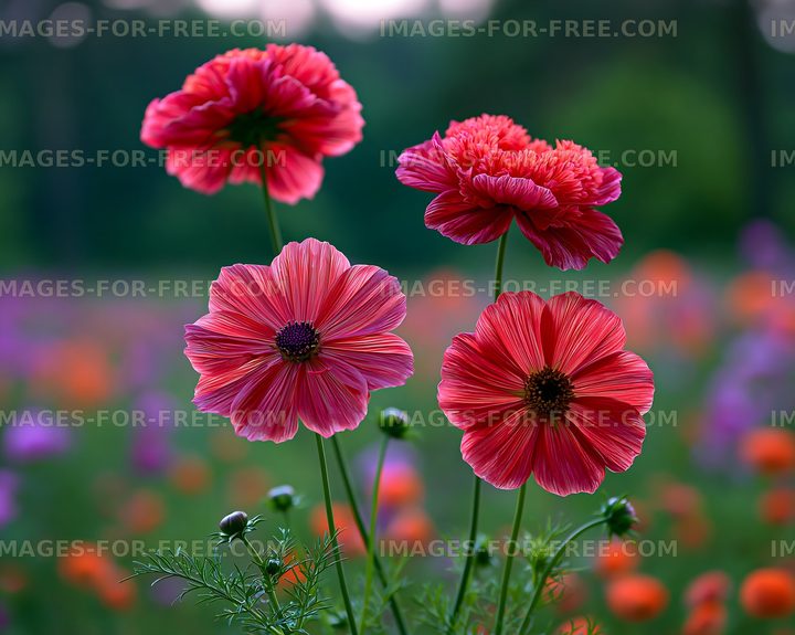Flowers in a garden during daytime with colorful blooms