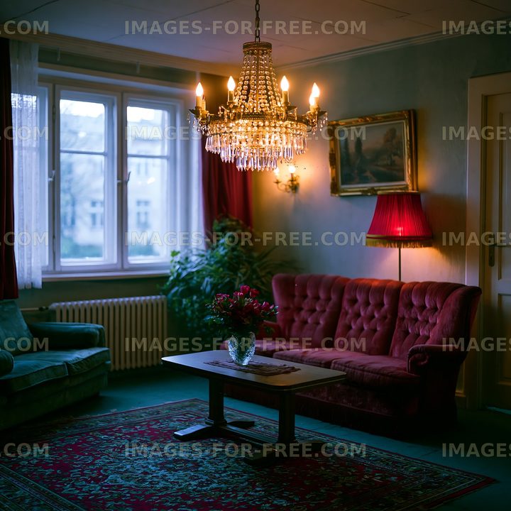 Elegant room with chandelier and vintage furniture decor
